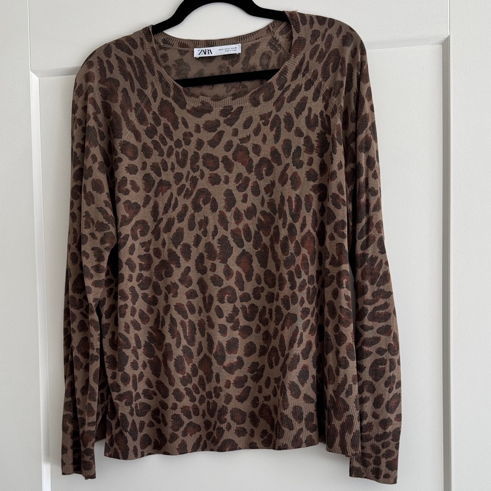Zara Animal Print Sleeve Top